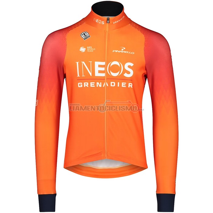 Abbigliamento Ciclismo Ineos Grenadiers Manica Lunga 2022 Arancione